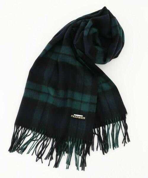 FRAPBOIS（フラボア）の「ウールチェックストール（ストール/ショール・レディース・ベージュ/ホワイト×ブラック/ダークネイビー・FREE）」の3枚目の写真