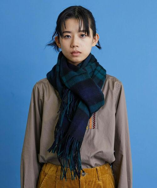 FRAPBOIS（フラボア）の「ウールチェックストール（ストール/ショール・レディース・ベージュ/ホワイト×ブラック/ダークネイビー・FREE）」の7枚目の写真