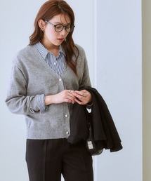 7days Life Styling | ゴールドボタンＶネックニットカーディガン（毛玉になりにくい・タンブル乾燥OK）(カーディガン/ボレロ)