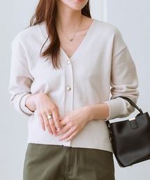 7days Life Styling | ゴールドボタンＶネックニットカーディガン（毛玉になりにくい・タンブル乾燥OK）(カーディガン/ボレロ)