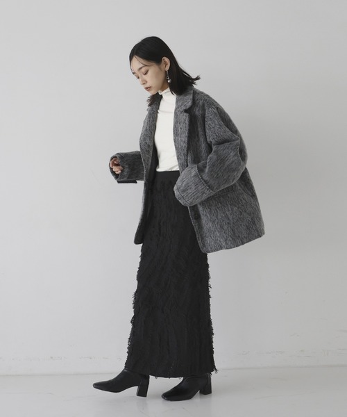 hellam（へラム）の「ミックスフリンジ ニットスカート（スカート・レディース・ブラック/ブラックミックス/グレー・FREE）」の5枚目の写真