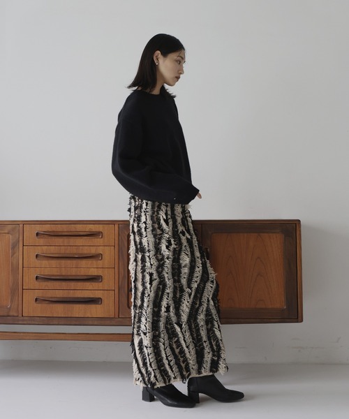 hellam（へラム）の「ミックスフリンジ ニットスカート（スカート・レディース・ブラック/ブラックミックス/グレー・FREE）」の19枚目の写真