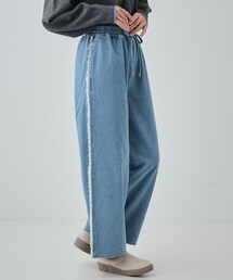 Cutie Blonde | 【S-LL/あったか裏起毛】サイドフリンジがアクセント イージーデニムパンツ(デニムパンツ)