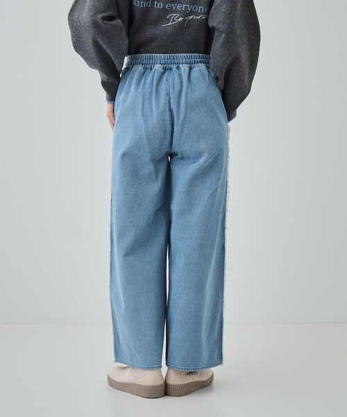 Cutie Blonde（キューティーブロンド）の「◆【あったか裏起毛】サイドフリンジがアクセント イージーデニムパンツ（デニムパンツ・レディース・ライトブルー/ネイビー・01/04/03/02）」の4枚目の写真