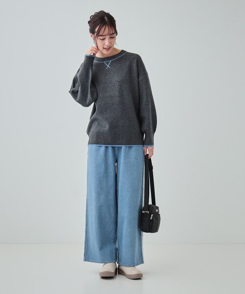 Cutie Blonde（キューティーブロンド）の「◆【あったか裏起毛】サイドフリンジがアクセント イージーデニムパンツ（デニムパンツ・レディース・ライトブルー/ネイビー・01/04/03/02）」の5枚目の写真