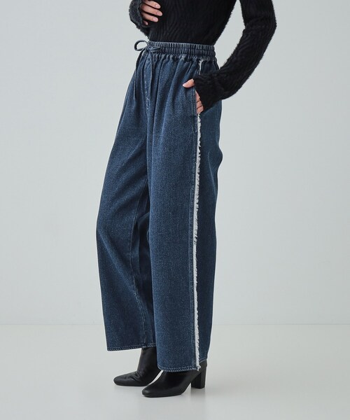Cutie Blonde（キューティーブロンド）の「◆【あったか裏起毛】サイドフリンジがアクセント イージーデニムパンツ（デニムパンツ・レディース・ライトブルー/ネイビー・01/04/03/02）」の7枚目の写真