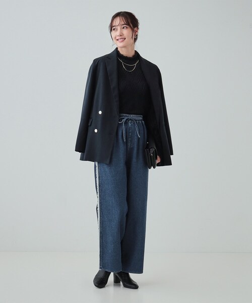 Cutie Blonde（キューティーブロンド）の「◆【あったか裏起毛】サイドフリンジがアクセント イージーデニムパンツ（デニムパンツ・レディース・ライトブルー/ネイビー・01/04/03/02）」の9枚目の写真