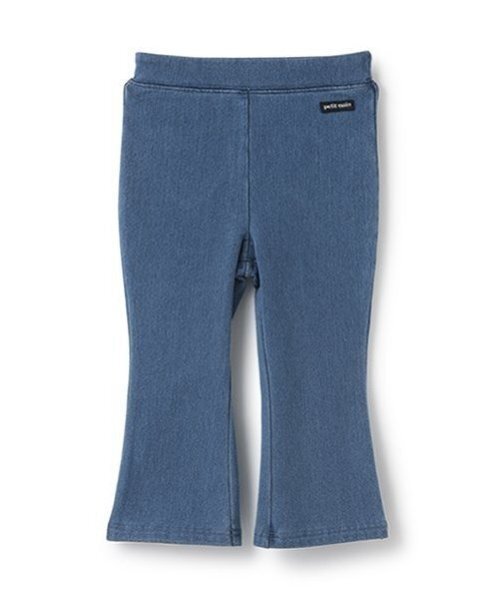 petit main(プティマイン)の「裏起毛カットデニムフレアパンツ(デニムパンツ・キッズ・ブルー/ネイビー・130cm/120cm/110cm/100cm/90cm/80cm)」の1枚目の写真