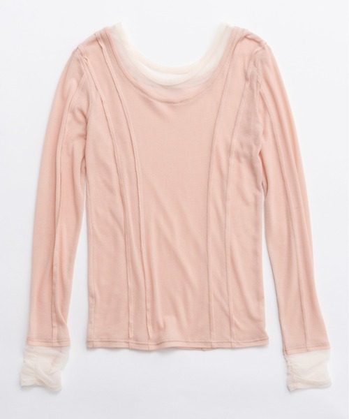 2way Neck Sheer Docking Tops/2WAYネックシアードッキング