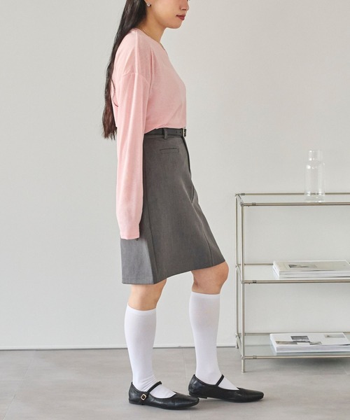 LinoU.（リノユー）の「ロングスリーブシアートップス（Tシャツ/カットソー・レディース・ライトブルー/ブラック/ホワイト/ピンク/イエロー/ライトグリーン・FREE）」の17枚目の写真