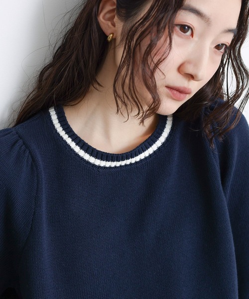 somari imagination(ソマリ イマジネーション)の「配色ラインパフスリーブニット(ニット/セーター・レディース・ネイビー/アイボリー・2/1)」の15枚目の写真