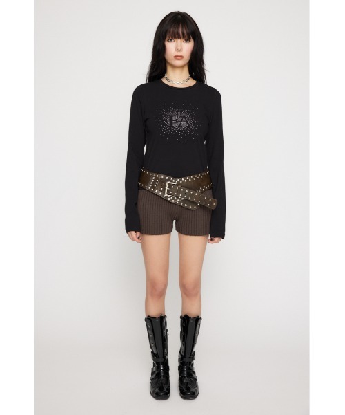 LAGUA GEM(ラグアジェム)の「RIB KNIT ショートパンツ(その他パンツ・レディース・ブラック/アイボリー/ブラウン・MEDIUM/SMALL)」の8枚目の写真