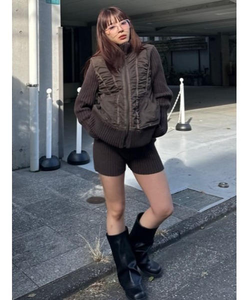 LAGUA GEM(ラグアジェム)の「RIB KNIT ショートパンツ(その他パンツ・レディース・ブラック/アイボリー/ブラウン・MEDIUM/SMALL)」の16枚目の写真
