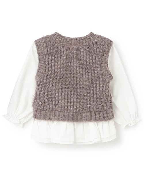 petit main（プティマイン）の「【リンク】シャギードッキングブラウス(キッズサイズ)（シャツ/ブラウス・キッズ・アイボリー/ライトピンク・80ｃｍ/120cm/100cm/110cm/90cm/130cm）」の5枚目の写真