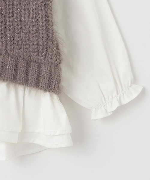 petit main（プティマイン）の「【リンク】シャギードッキングブラウス(キッズサイズ)（シャツ/ブラウス・キッズ・アイボリー/ライトピンク・80ｃｍ/120cm/100cm/110cm/90cm/130cm）」の7枚目の写真