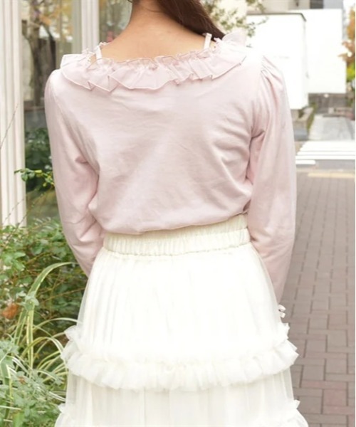 axes femme(アクシーズファム)の「バラストラップフリルインナー(Tシャツ/カットソー・レディース・ブラック/ピンク/ミント/キナリ・FREE)」の6枚目の写真