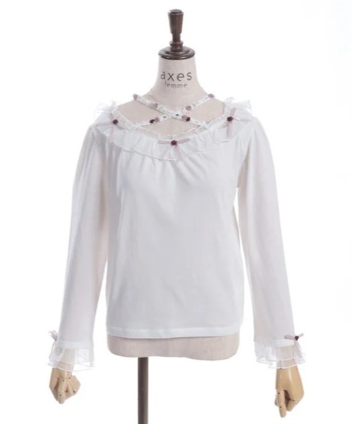 axes femme(アクシーズファム)の「バラストラップフリルインナー(Tシャツ/カットソー・レディース・ブラック/ピンク/ミント/キナリ・FREE)」の17枚目の写真