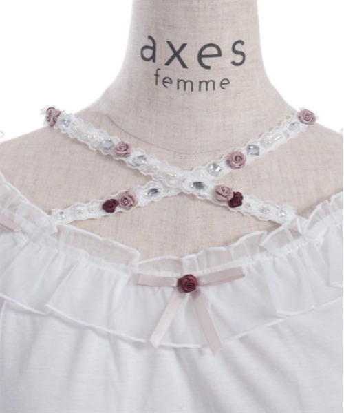 axes femme(アクシーズファム)の「バラストラップフリルインナー(Tシャツ/カットソー・レディース・ブラック/ピンク/ミント/キナリ・FREE)」の20枚目の写真
