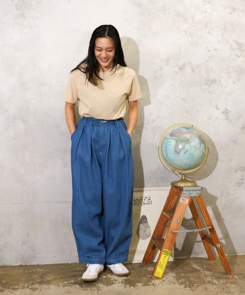 HARVESTY(ハーベスティ)の「HARVESTY / ハーベスティ NEP DENIM CIRCUS PANTS ネップデニム サーカスパンツ(その他パンツ・レディース・ブルー/オフホワイト・0/1/2)」の9枚目の写真