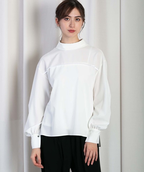 RAW FUDGE(ローファッジ)の「ロールカラーギャザースリーブブラウス(シャツ/ブラウス・レディース・ブラック/オフホワイト・M)」の16枚目の写真