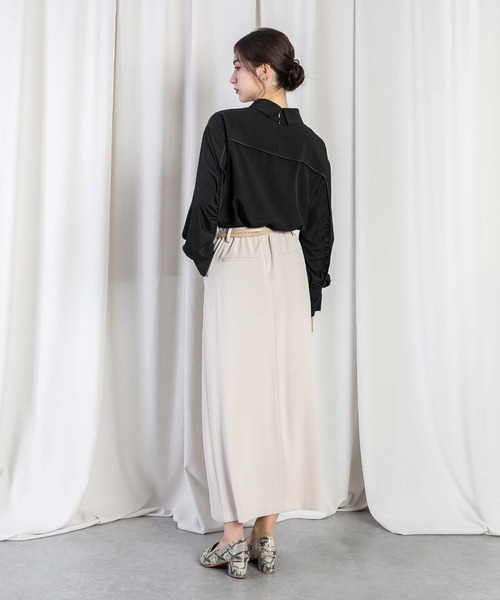 RAW FUDGE(ローファッジ)の「ロールカラーギャザースリーブブラウス(シャツ/ブラウス・レディース・ブラック/オフホワイト・M)」の8枚目の写真