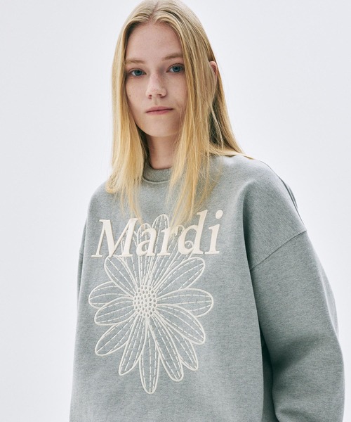 Mardi Mercredi スウェット グレー FLOWERMARDI 長袖 Mardi Mercredi マルディメクルディ スウェット SWEATSHIRT
