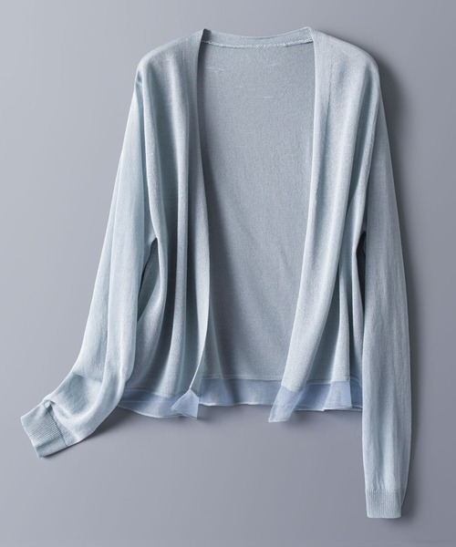 SAISON DE PAPILLON（セゾンドパピヨン）の「シアー裾サマーニット冷房対策カーディガンUV対策（カーディガン/ボレロ・レディース・ブラック/グレー/ブルー/ベージュ/ホワイト・M/L）」の9枚目の写真