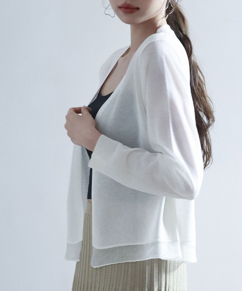 SAISON DE PAPILLON（セゾンドパピヨン）の「シアー裾サマーニット冷房対策カーディガンUV対策（カーディガン/ボレロ・レディース・ブラック/グレー/ブルー/ベージュ/ホワイト・M/L）」の18枚目の写真