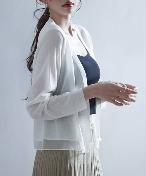 SAISON DE PAPILLON（セゾンドパピヨン）の「シアー裾サマーニット冷房対策カーディガンUV対策（カーディガン/ボレロ・レディース・ブラック/グレー/ブルー/ベージュ/ホワイト・M/L）」の19枚目の写真