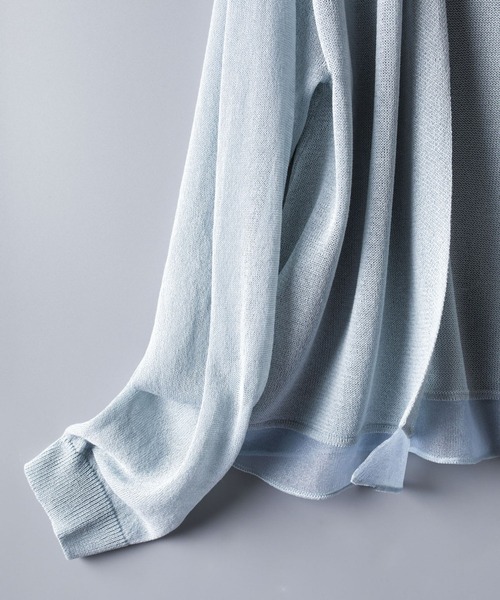 SAISON DE PAPILLON（セゾンドパピヨン）の「シアー裾サマーニット冷房対策カーディガンUV対策（カーディガン/ボレロ・レディース・ブラック/グレー/ブルー/ベージュ/ホワイト・M/L）」の14枚目の写真