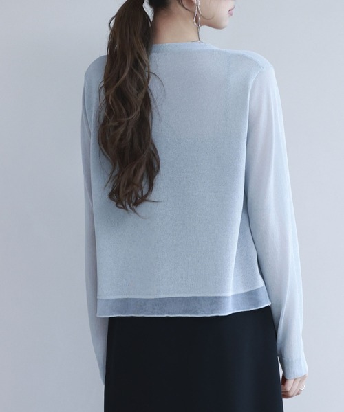 SAISON DE PAPILLON（セゾンドパピヨン）の「シアー裾サマーニット冷房対策カーディガンUV対策（カーディガン/ボレロ・レディース・ブラック/グレー/ブルー/ベージュ/ホワイト・M/L）」の8枚目の写真