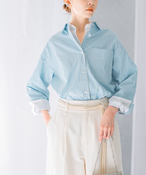 URBAN RESEARCH ROSSO WOMEN(アーバンリサーチ ロッソ)の「レギュラーカラーオーバーシャツ(シャツ/ブラウス・レディース・ブルー系その他/オフホワイト・FREE)」の2枚目の写真