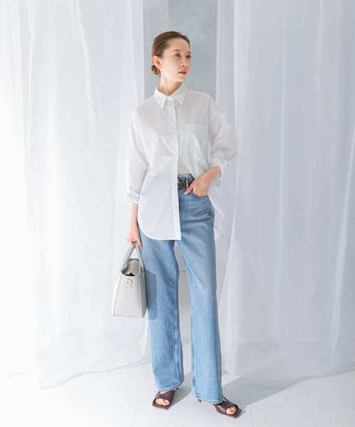 URBAN RESEARCH ROSSO WOMEN(アーバンリサーチ ロッソ)の「レギュラーカラーオーバーシャツ(シャツ/ブラウス・レディース・ブルー系その他/オフホワイト・FREE)」の6枚目の写真
