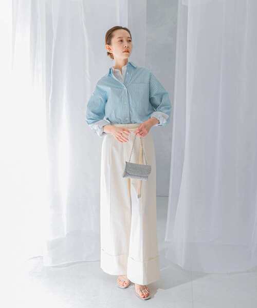 URBAN RESEARCH ROSSO WOMEN(アーバンリサーチ ロッソ)の「レギュラーカラーオーバーシャツ(シャツ/ブラウス・レディース・ブルー系その他/オフホワイト・FREE)」の9枚目の写真