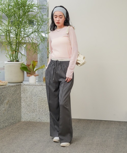 Bab（バブ）の「【S・Mサイズ展開】ダブルウエストパンツ（その他パンツ・レディース・ベージュ/チャコールグレー・S/M）」の4枚目の写真