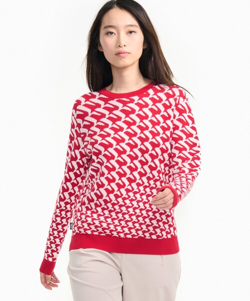 AIGLE(エーグル)の「バーズアイ ジャカードニットセーター(ニット/セーター・レディース・レッド/ブラック/オフホワイト・M/S/L)」の12枚目の写真