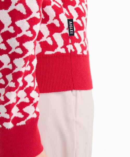AIGLE(エーグル)の「バーズアイ ジャカードニットセーター(ニット/セーター・レディース・レッド/ブラック/オフホワイト・M/S/L)」の14枚目の写真