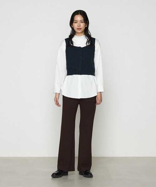 〔 Sサイズ 〕 コットンサテンオルタージュ ロングシャツ セール】コットンサテンオルタージュ ロングシャツ（シャツ