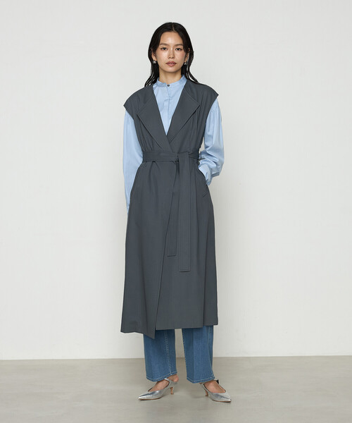 K.T KIYOKO TAKASE（キヨコタカセ）の「コットンサテンオルタージュ ロングシャツ（シャツ/ブラウス・レディース・ホワイト/サックスブルー・9号/7号）」の8枚目の写真