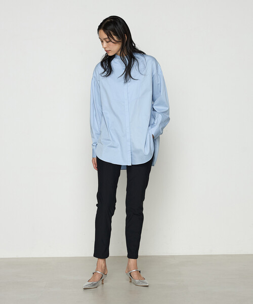 〔 Sサイズ 〕 コットンサテンオルタージュ ロングシャツ セール】コットンサテンオルタージュ ロングシャツ（シャツ