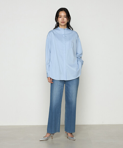 K.T KIYOKO TAKASE（キヨコタカセ）の「コットンサテンオルタージュ ロングシャツ（シャツ/ブラウス・レディース・ホワイト/サックスブルー・9号/7号）」の11枚目の写真