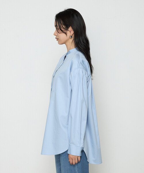セール】コットンサテンオルタージュ ロングシャツ（シャツ