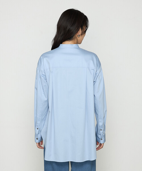 セール】コットンサテンオルタージュ ロングシャツ（シャツ
