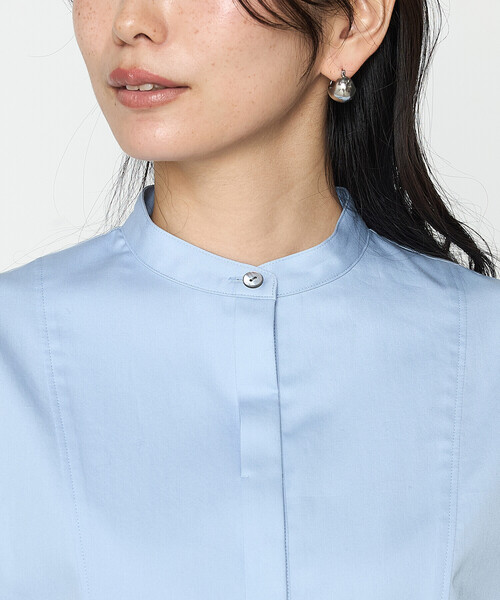 〔 Sサイズ 〕 コットンサテンオルタージュ ロングシャツ セール】コットンサテンオルタージュ ロングシャツ（シャツ