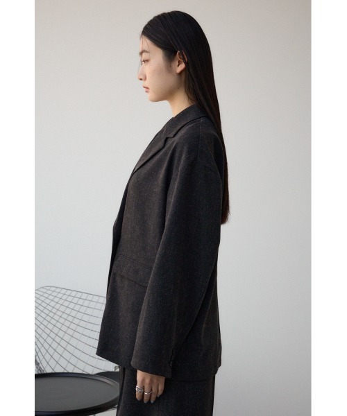 AZUL by moussy（アズールバイマウジー）の「ポリエステルリネンミックスダブルジャケット（テーラードジャケット・レディース・ライトブラック/ライトベージュ・FREE）」の7枚目の写真