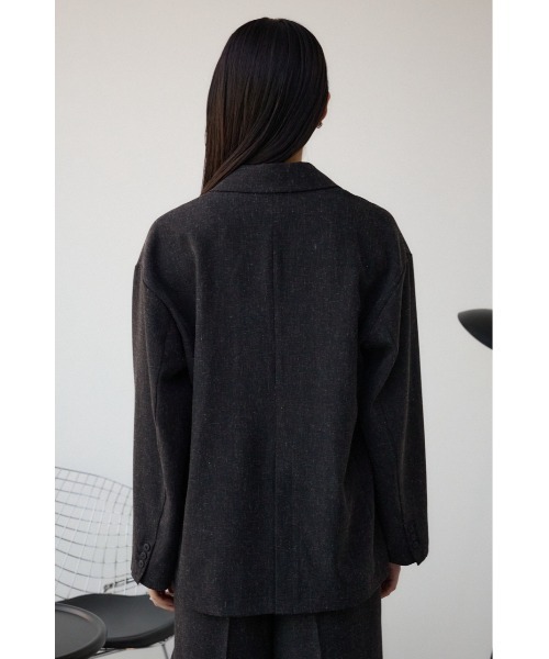 AZUL by moussy（アズールバイマウジー）の「ポリエステルリネンミックスダブルジャケット（テーラードジャケット・レディース・ライトブラック/ライトベージュ・FREE）」の8枚目の写真