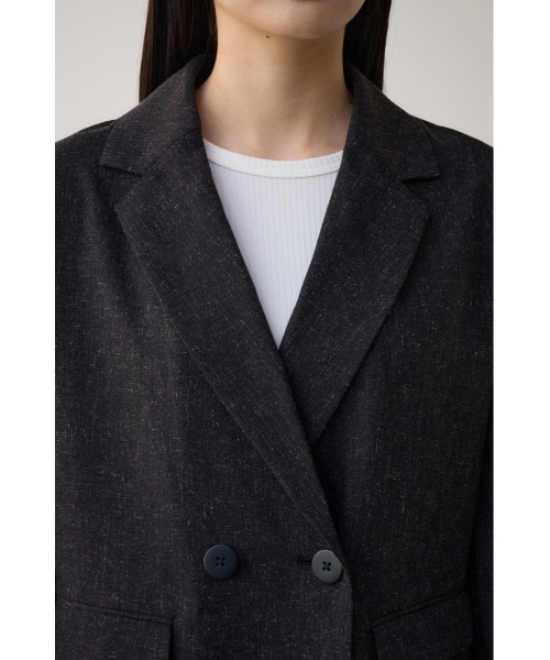 AZUL by moussy（アズールバイマウジー）の「ポリエステルリネンミックスダブルジャケット（テーラードジャケット・レディース・ライトブラック/ライトベージュ・FREE）」の9枚目の写真