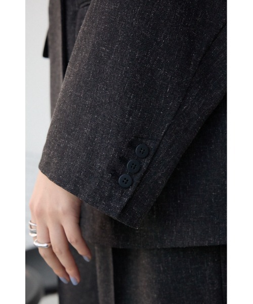 AZUL by moussy（アズールバイマウジー）の「ポリエステルリネンミックスダブルジャケット（テーラードジャケット・レディース・ライトブラック/ライトベージュ・FREE）」の12枚目の写真