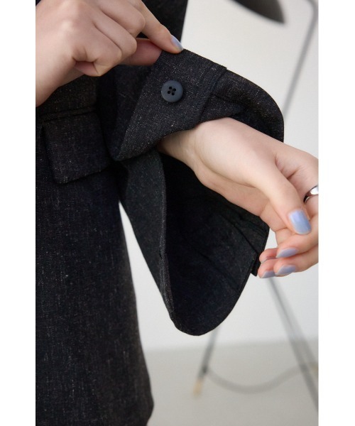 AZUL by moussy（アズールバイマウジー）の「ポリエステルリネンミックスダブルジャケット（テーラードジャケット・レディース・ライトブラック/ライトベージュ・FREE）」の14枚目の写真