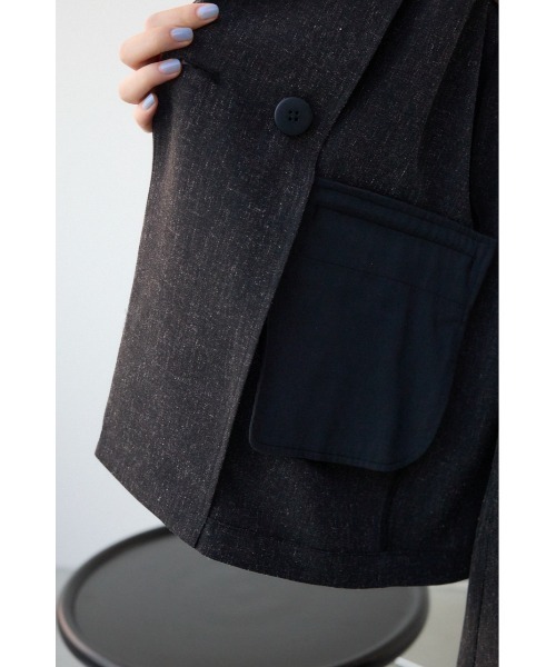 AZUL by moussy（アズールバイマウジー）の「ポリエステルリネンミックスダブルジャケット（テーラードジャケット・レディース・ライトブラック/ライトベージュ・FREE）」の15枚目の写真